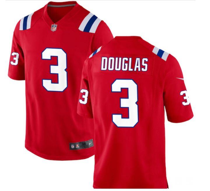 youth New England Patriots 3 Douglas red 2024 Nike NFL jersey